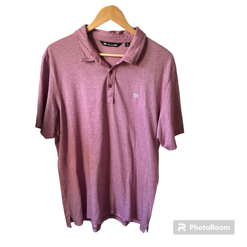 Travis Mathew Polo Golf Shirt Red and White Stripe Size XL